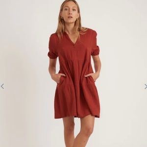 Marine Layer Jamie Short Sleeve Mini Dress (Dark Red/Burgundy/Maroon)